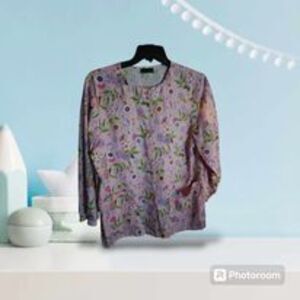 Cherokee Scrub Jacket Pink Flower Size M‎